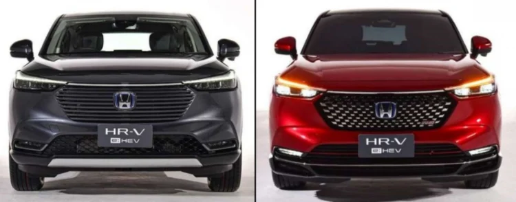 Honda HR-V phiên bản tiêu chuẩn (trái) và phiên bản RS (phải)